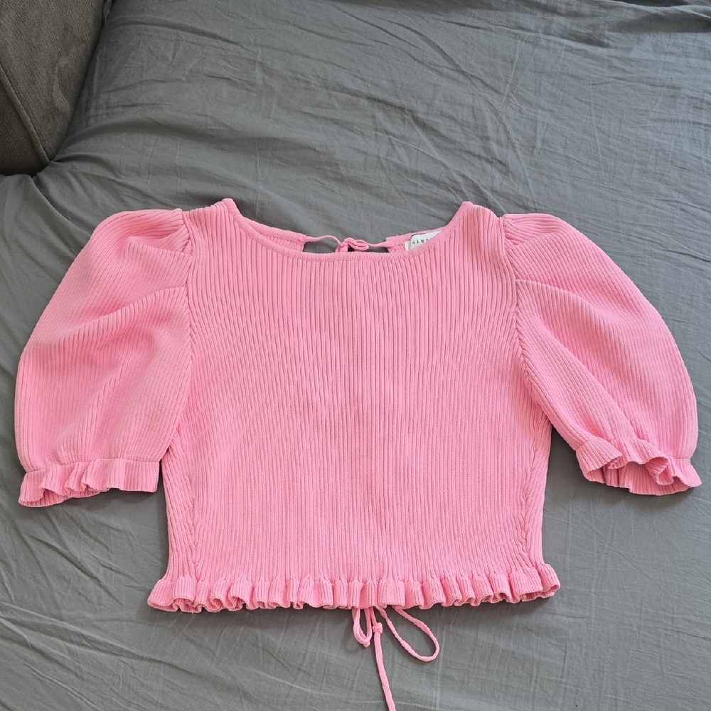 Bundle: Endless Rose Ribbed Pink Knit Top. Miss Love Ribbed Blk Sleeveless Small - Picture 3 of 13